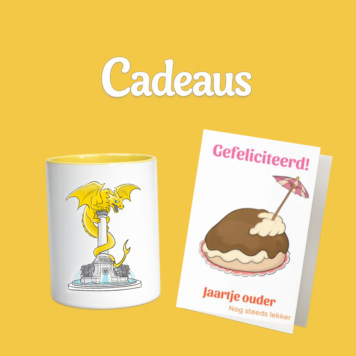 Originele cadeaus uit Den Bosch met geïllustreerde mok en kaarten van WesinDuketown.